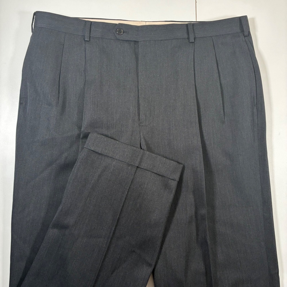 Brooks Brothers Madison Dress Pants 40x32 Gray 1818 Pleated Wool Cuffed